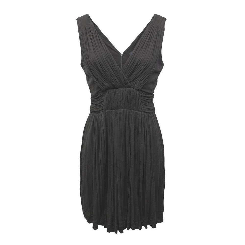 French Connection Empire Waist Cocktail Dress Women's 6 Black Pleated V Neck